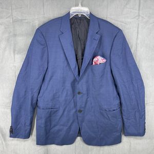Hugo Boss Blazer Mens 46R Blue Guabello Super 120 Button Up Woven In Italy